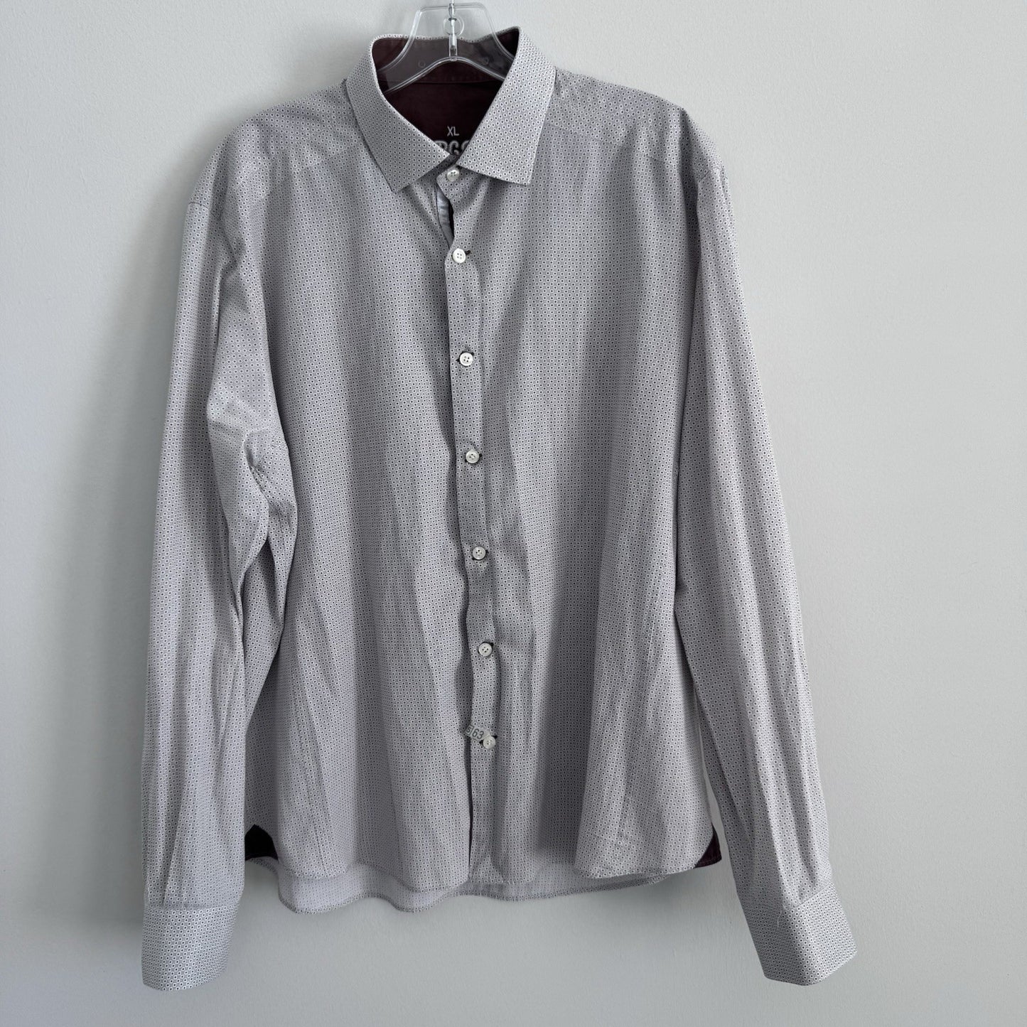 RGB Black Label XL White Micro Dot Shirt Contrast Trim 100% Cotton