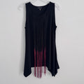 Melissa Paige Fringe Tunic Top L Black Sleeveless Boho Western