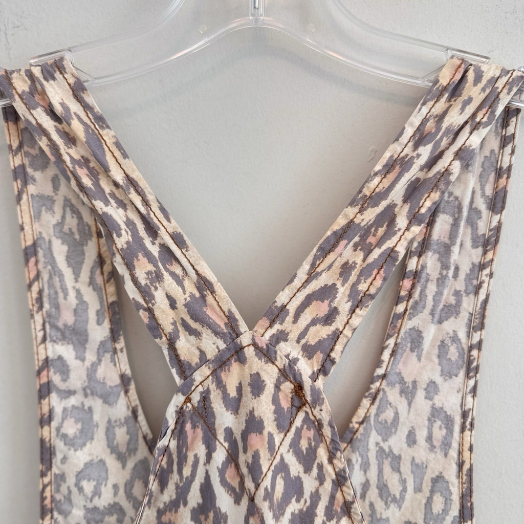 Urban Outfitters Leopard Print Overalls XS Canvas Carpenter Jumpsuit Y2K Street