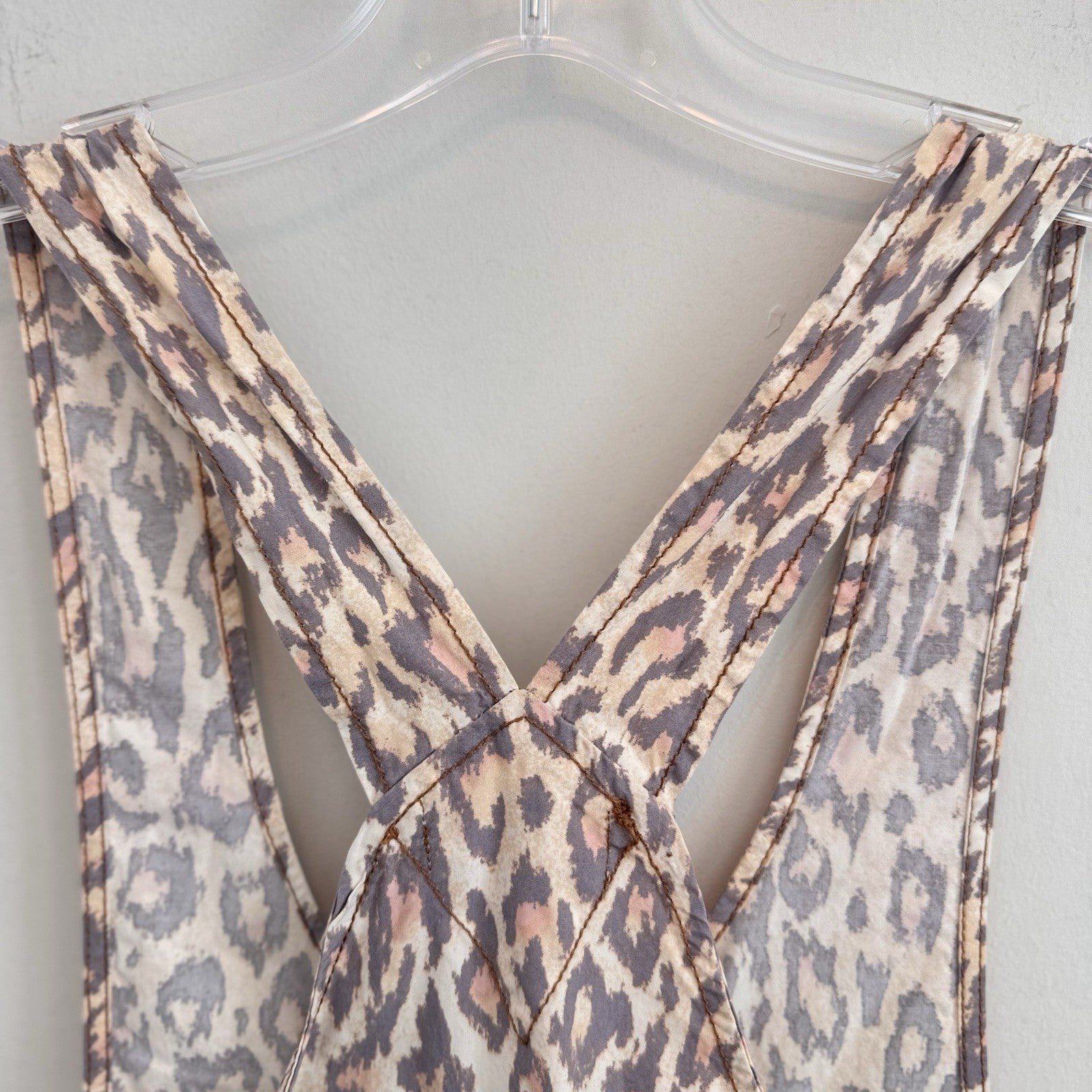 Urban Outfitters Leopard Print Overalls XS Canvas Carpenter Jumpsuit Y2K Street