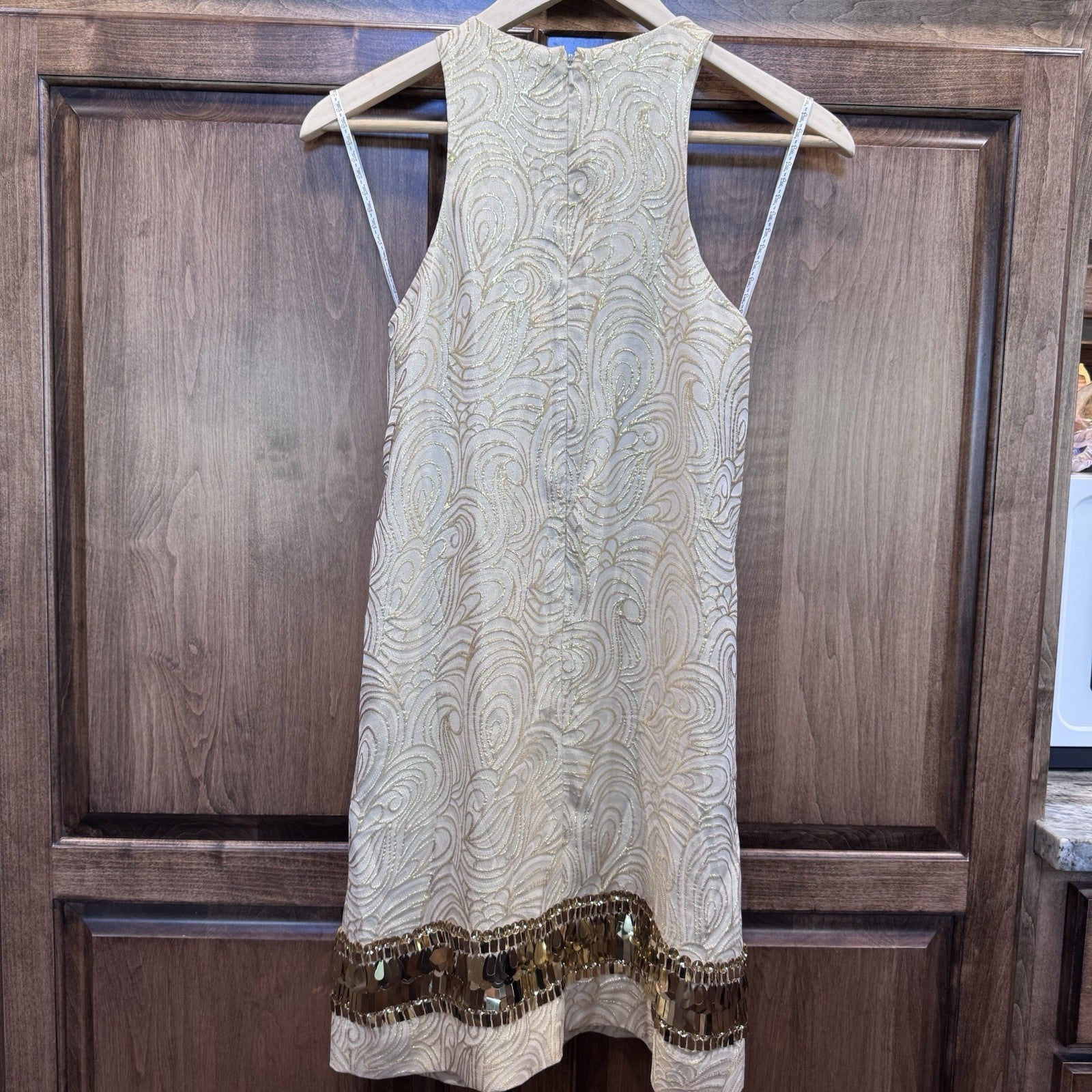 Lilly Pulitzer Gold Embellished Shift Dress XS | Metallic Silk Blend Party 