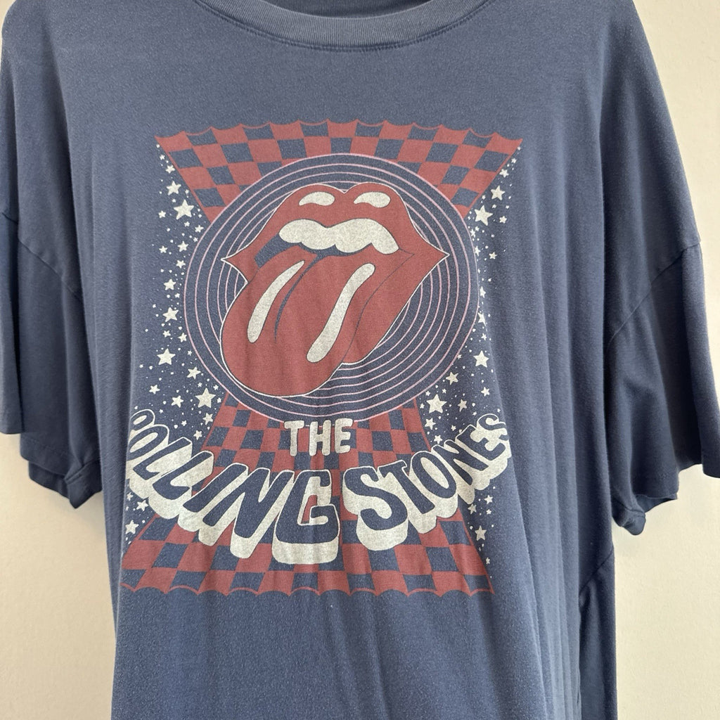 AE Rolling Stones Graphic Band Tee Shirt Women’s XL Blue Rock Concert Cotton OS