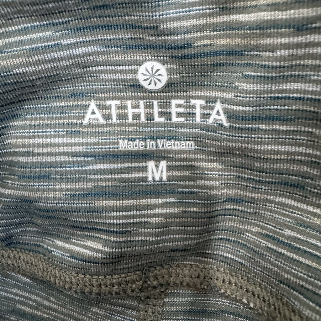 Athleta Capri Leggings Women Medium Gray Blue Space Dye Yoga Workout