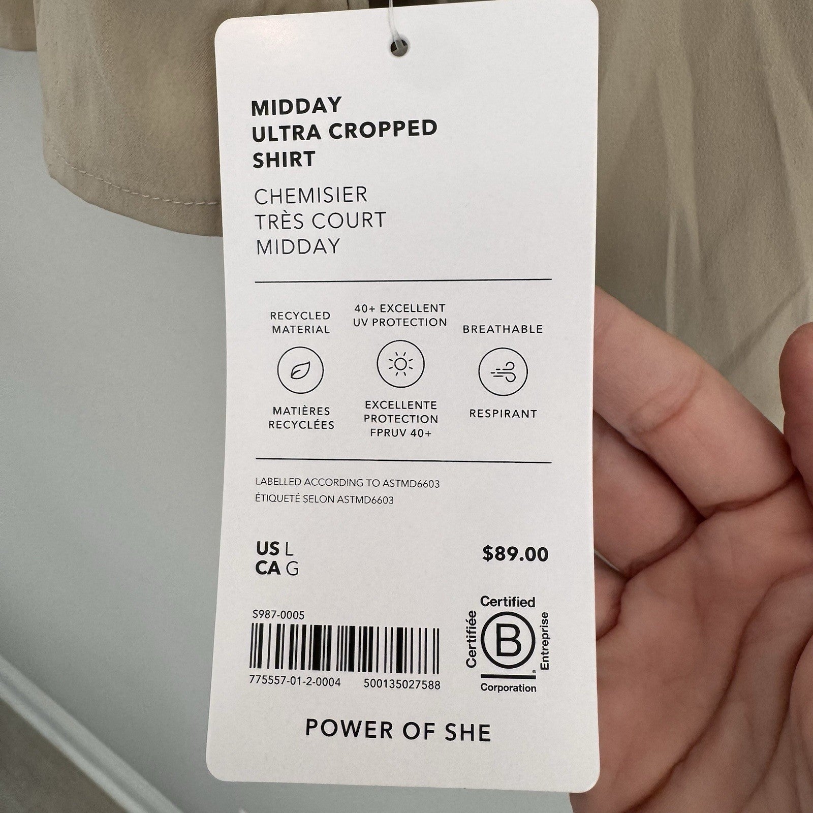 NWT Athleta Midday Ultra Cropped Button Down Shirt Size Large MSRP89