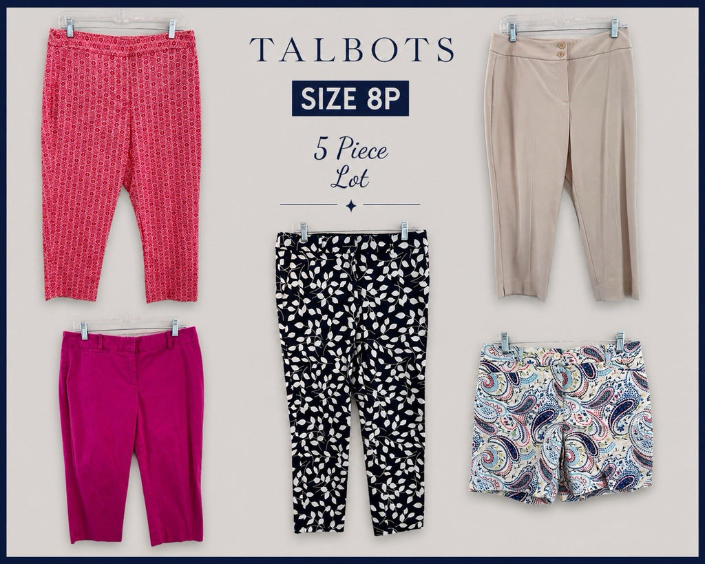 Talbots Women’s Size 8P Pants Shorts Lot 5pc Pink Beige Floral Career