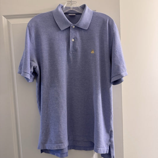 Brooks Brothers 346 Polo Shirt L Blue Cotton Performance Original Fit