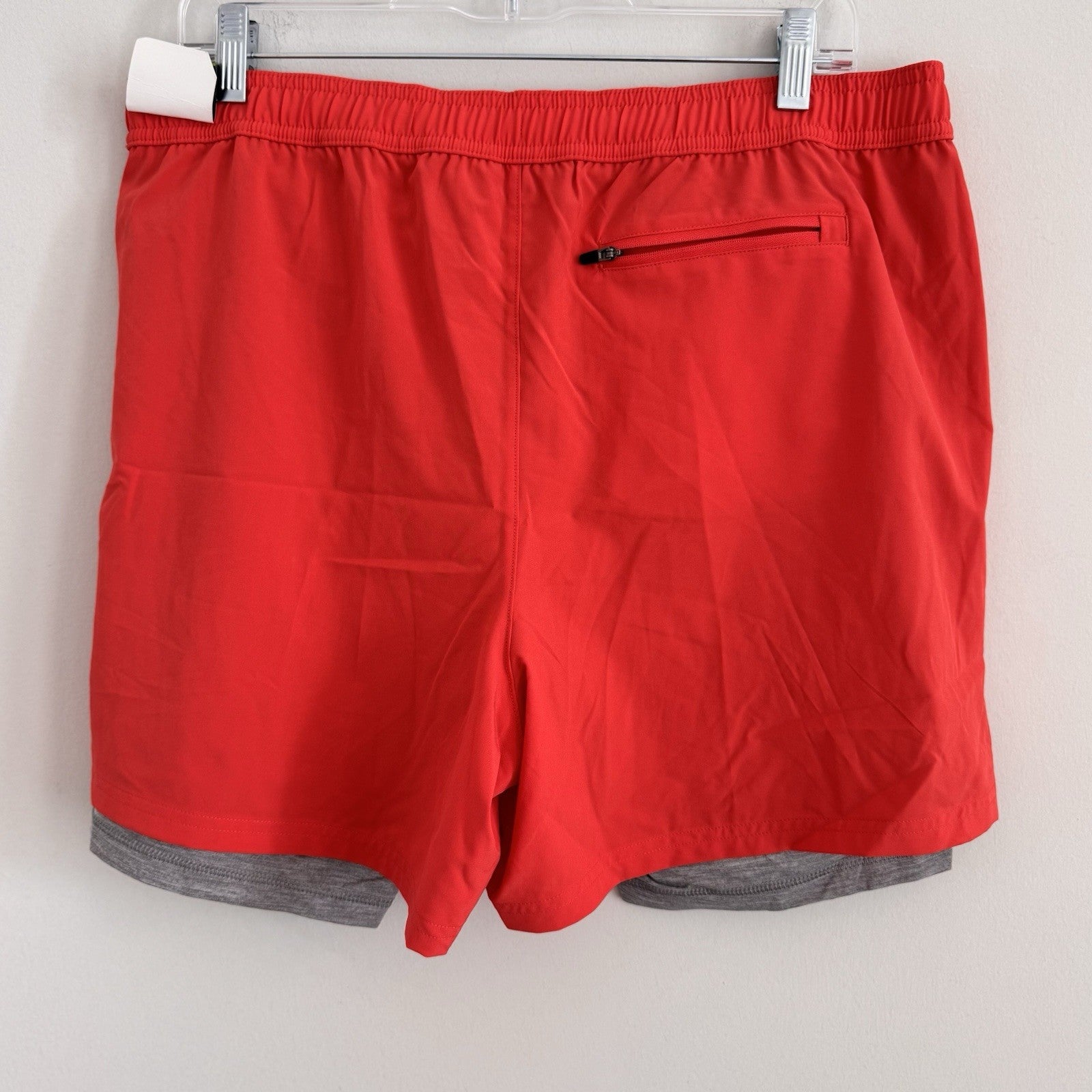 DSG Men's 2-in-1 Agility Shorts Red Sun Large Athletic Gym Workout Running NEW 