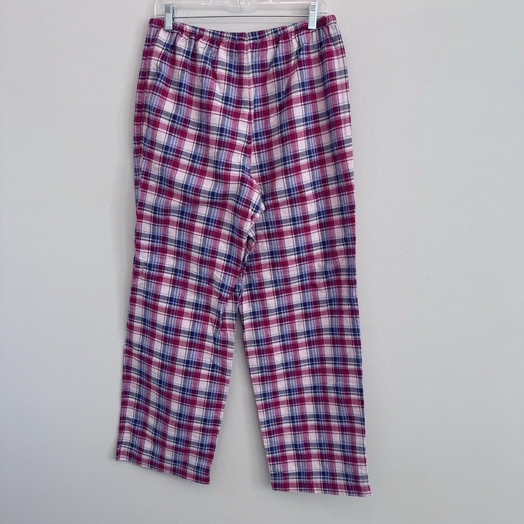 L.L. Bean Flannel Pajama Pants Pink Blue Plaid 100% Cotton Women's Medium Reg