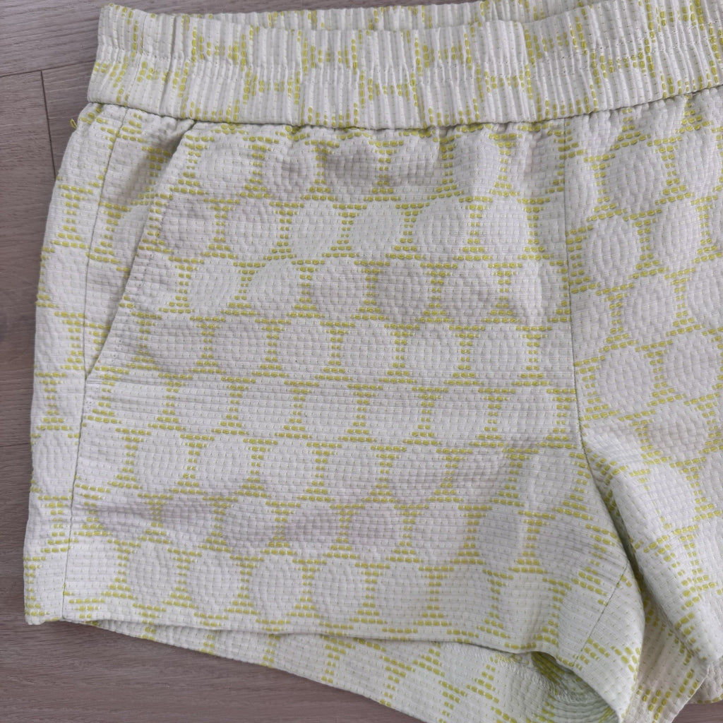 J.Crew Textured Yellow Dot Shorts Size 4 White Cream Lined