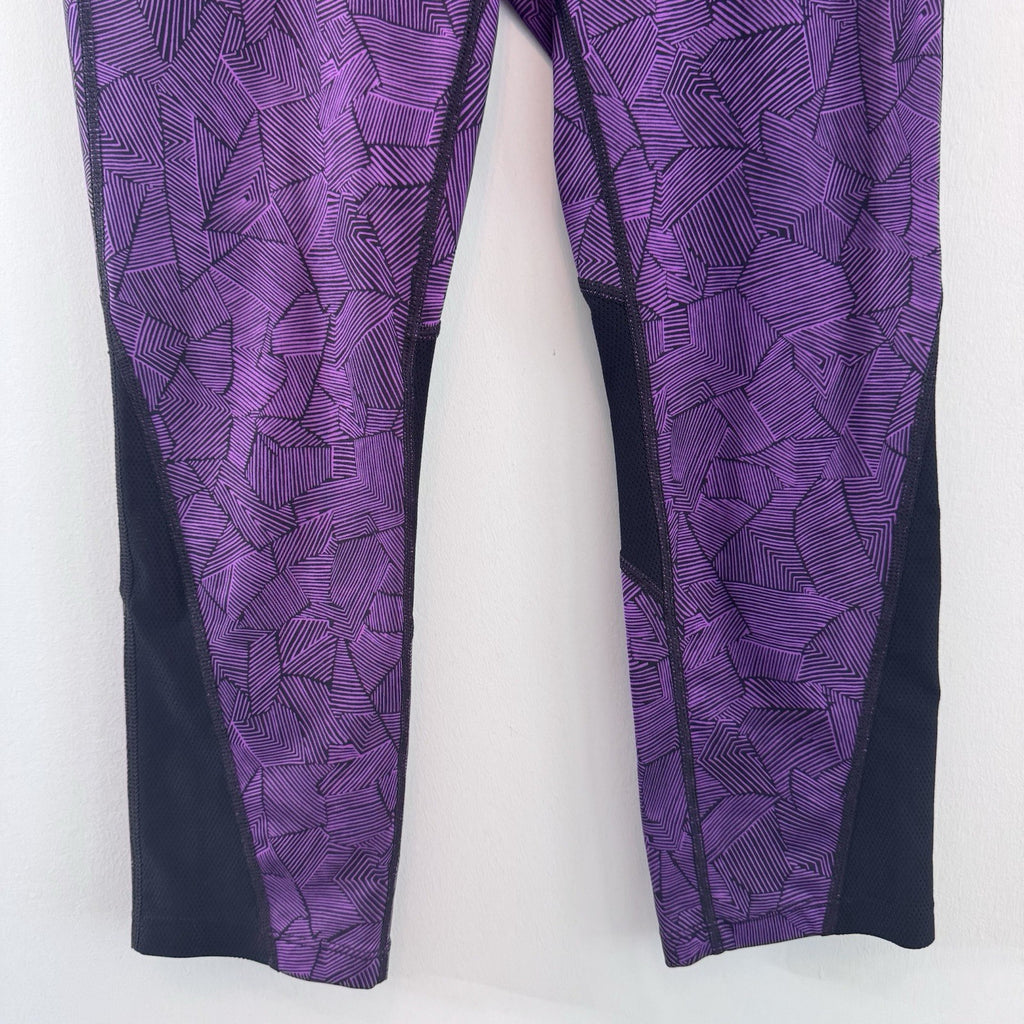 Nike Dri Fit Capri Leggings Purple Print Running Gym Yoga Women M