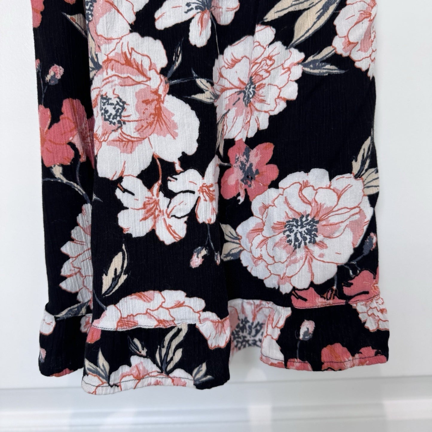 Roxy Floral Halter Dress Black Pink Sleeveless Summer Beach Boho Y2K Small 