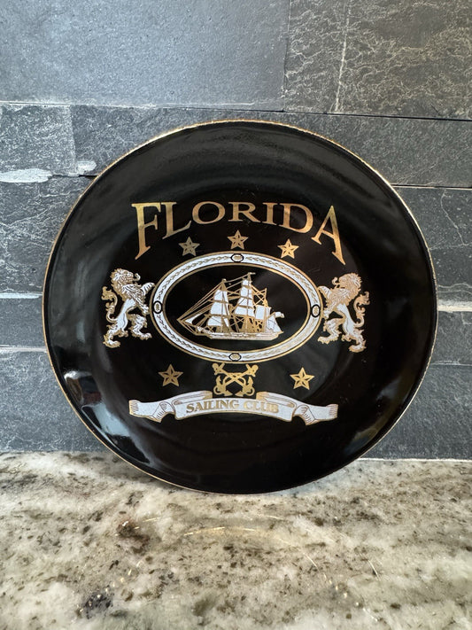 Vintage Black Porcelain Florida Tray Plate Rare