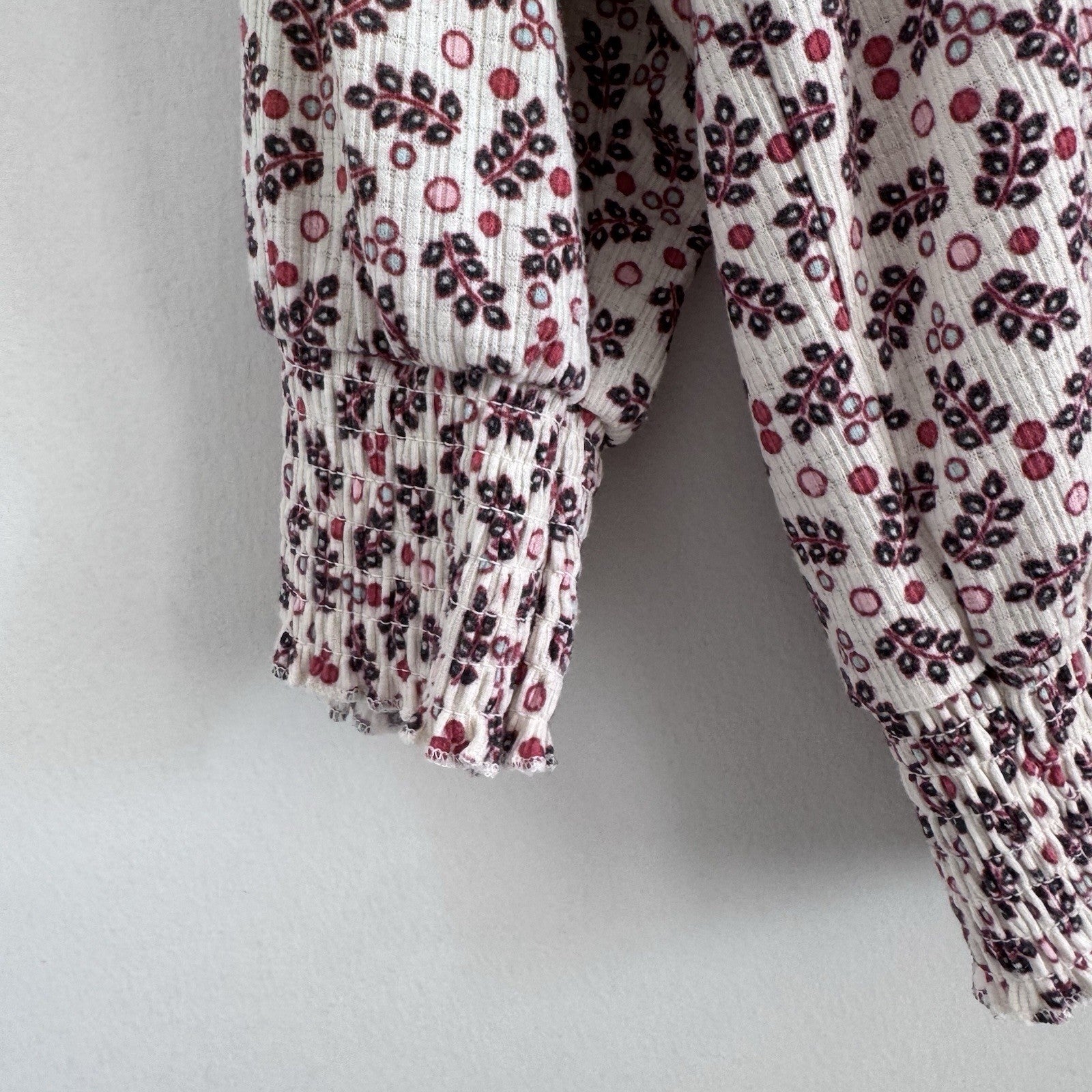 Torrid Size 1 Floral Smocked Long Sleeve Blouse Boho Top 1X