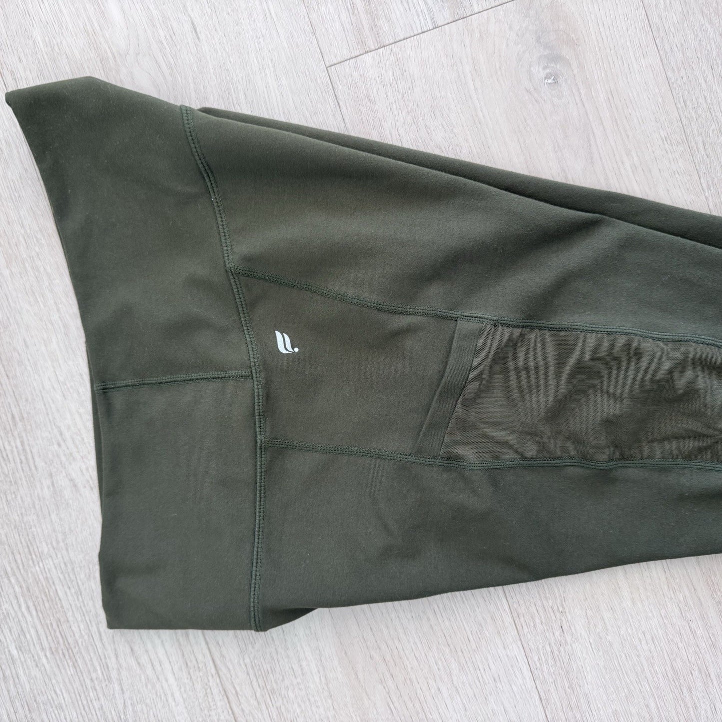 Fabletics Leggings Women Small Dark Green Mesh Panel High Rise Stretch