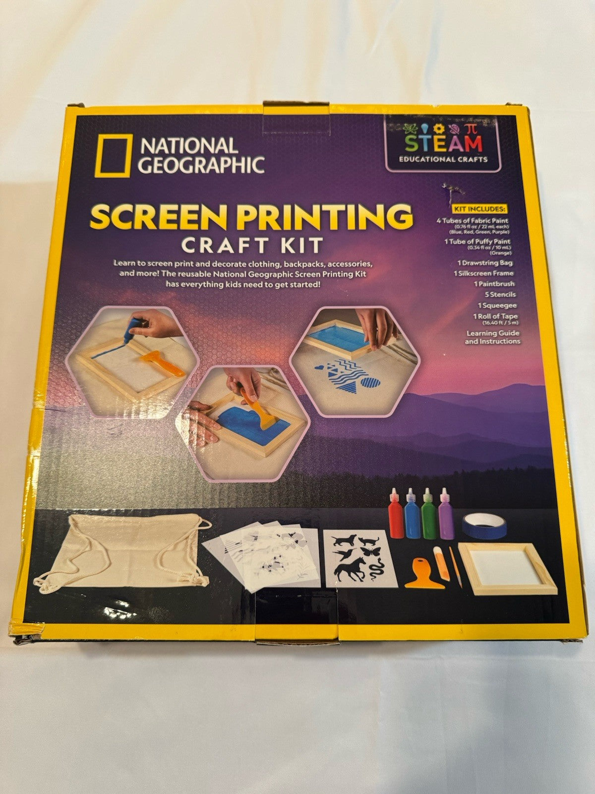New National Geographic Screen Printing Craft Kit diy kids crafting kit w/ bags