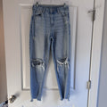 American Eagle Curvy Mom Jeans Womens 4 Regular Distressed Rigid Denim
