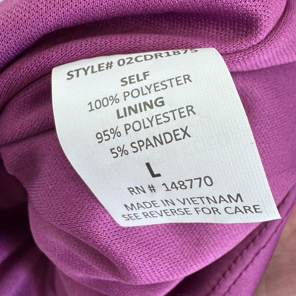 Sienna Sky Dress L Magenta White Print Ruffle Strap Midi Lined NWT