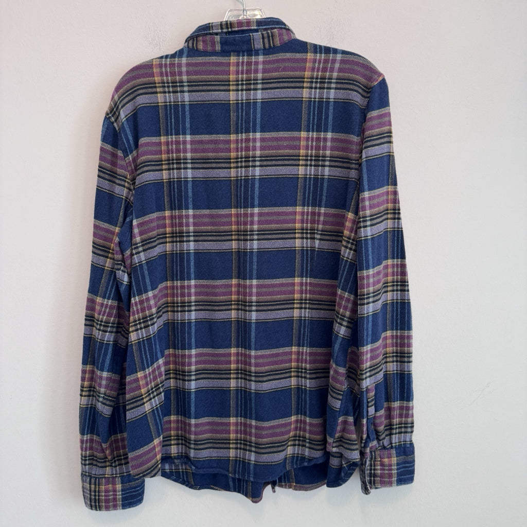 Patagonia Organic Cotton XL Plaid Flannel Shirt Blue Purple Button Up