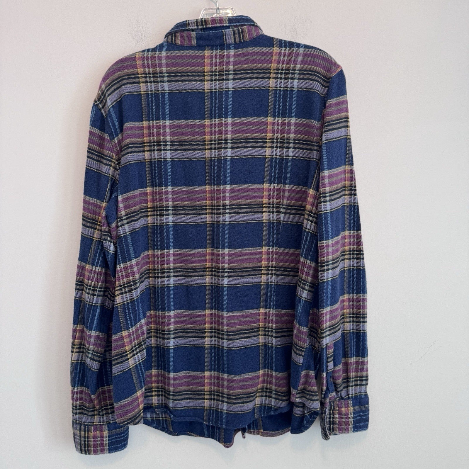 Patagonia Organic Cotton XL Plaid Flannel Shirt Blue Purple Button Up