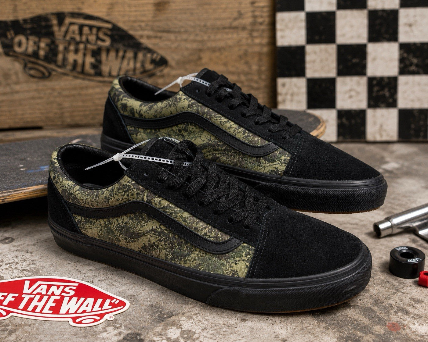 Vans Old Skool Black Green Graphic Print Men 7.5 Women 9 New No Box