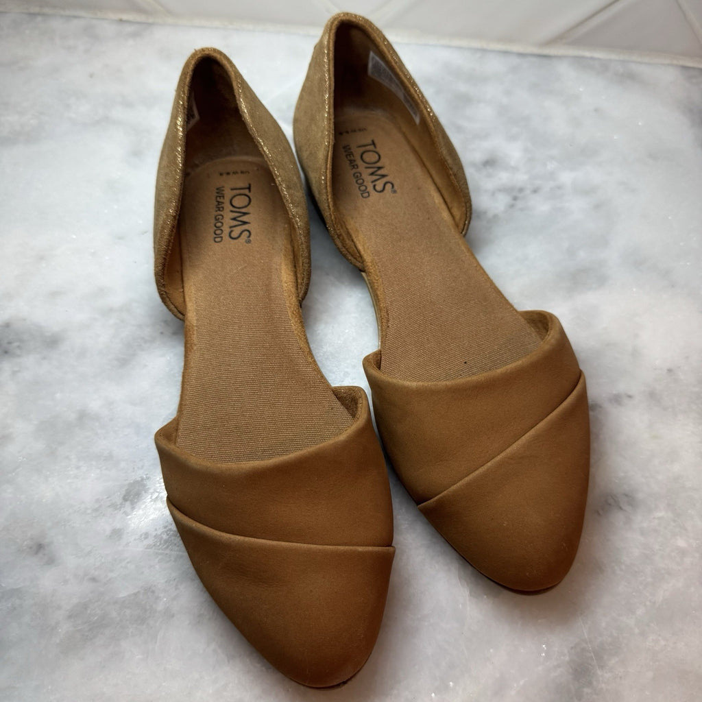 TOMS D’Orsay Flats Women’s 5.5 Tan Cognac Gold Slip On Shoes