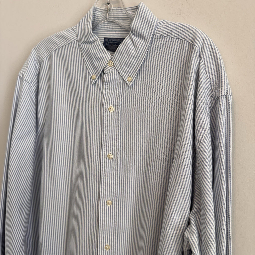 VTG Polo Jeans Co Ralph Lauren Stripe Button Down Shirt Large Cotton Men’s