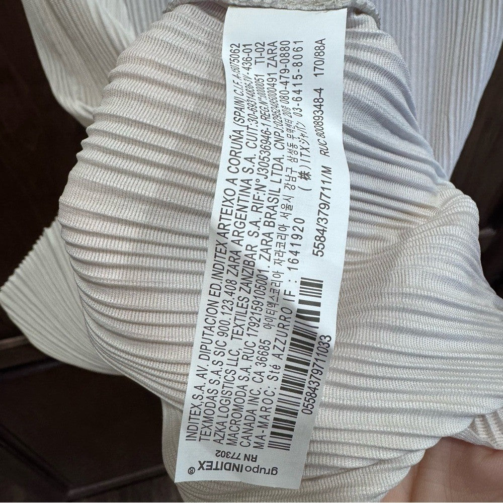 Zara Blouse Size Medium Light Gray New