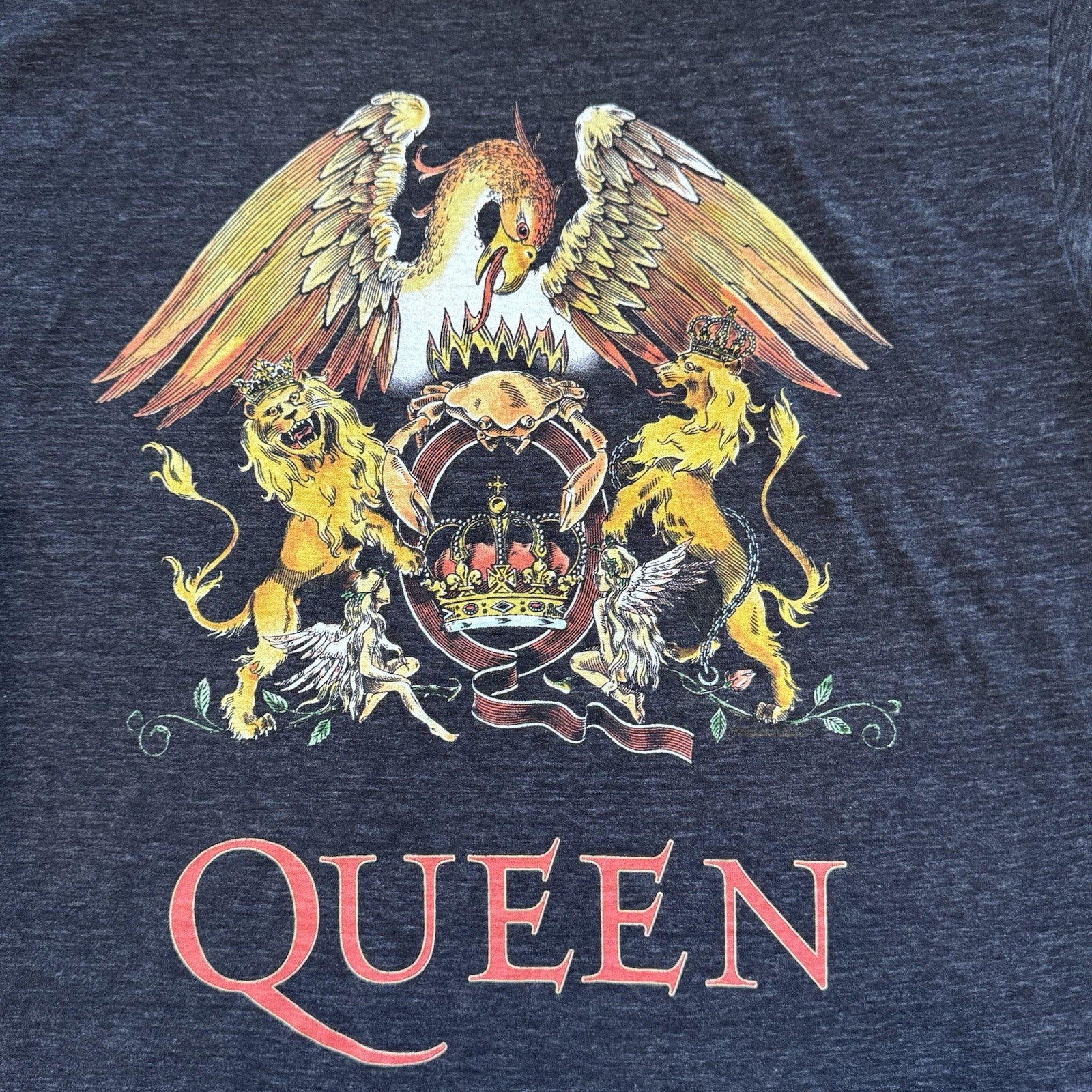 Queen Rock Band Black Crest Eagle Short Sleeve T-shirt Medium