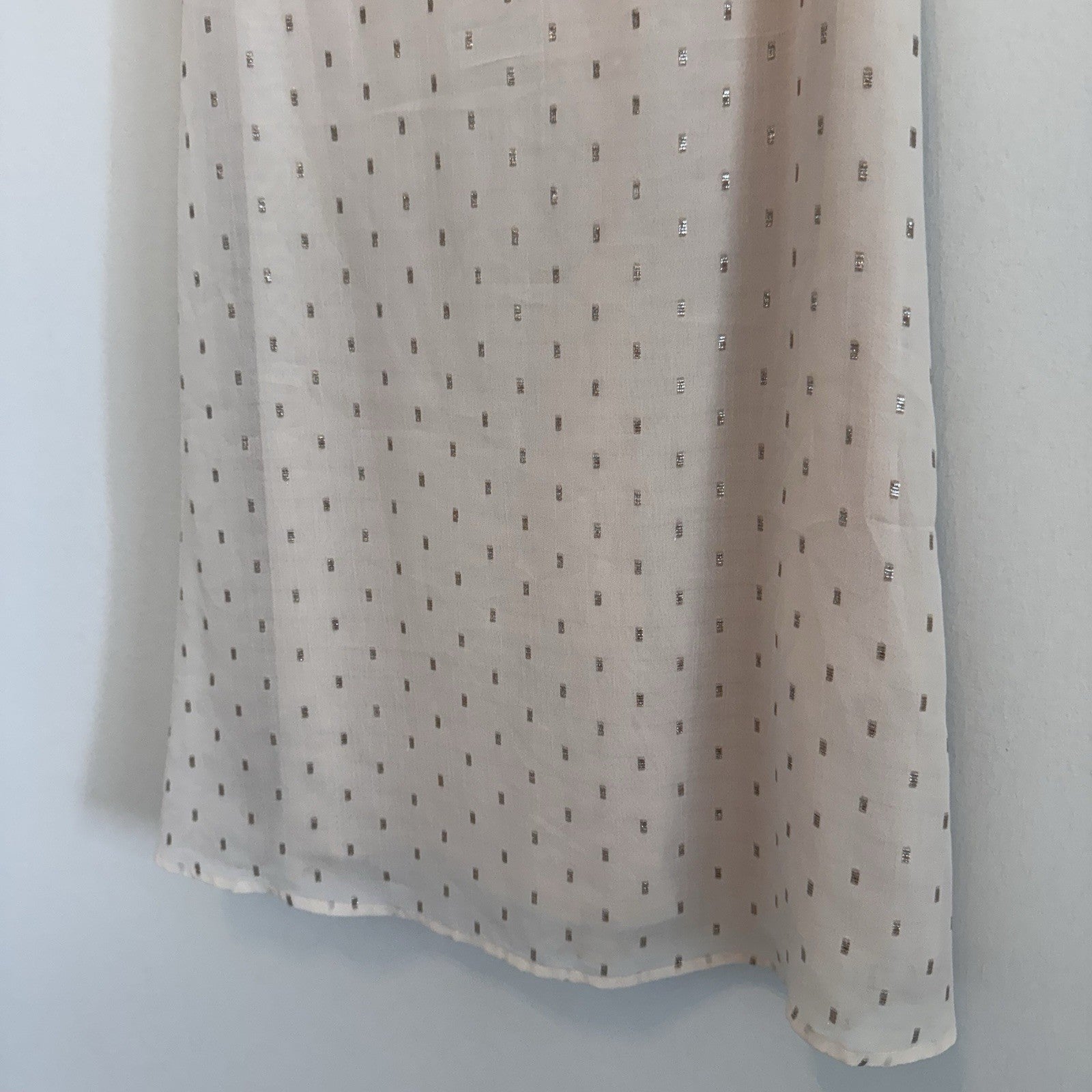 EXPRESS Womens XS, Pink Dress, Metallic Dot Puff Sleeve Fit & Flare, Pre-owned