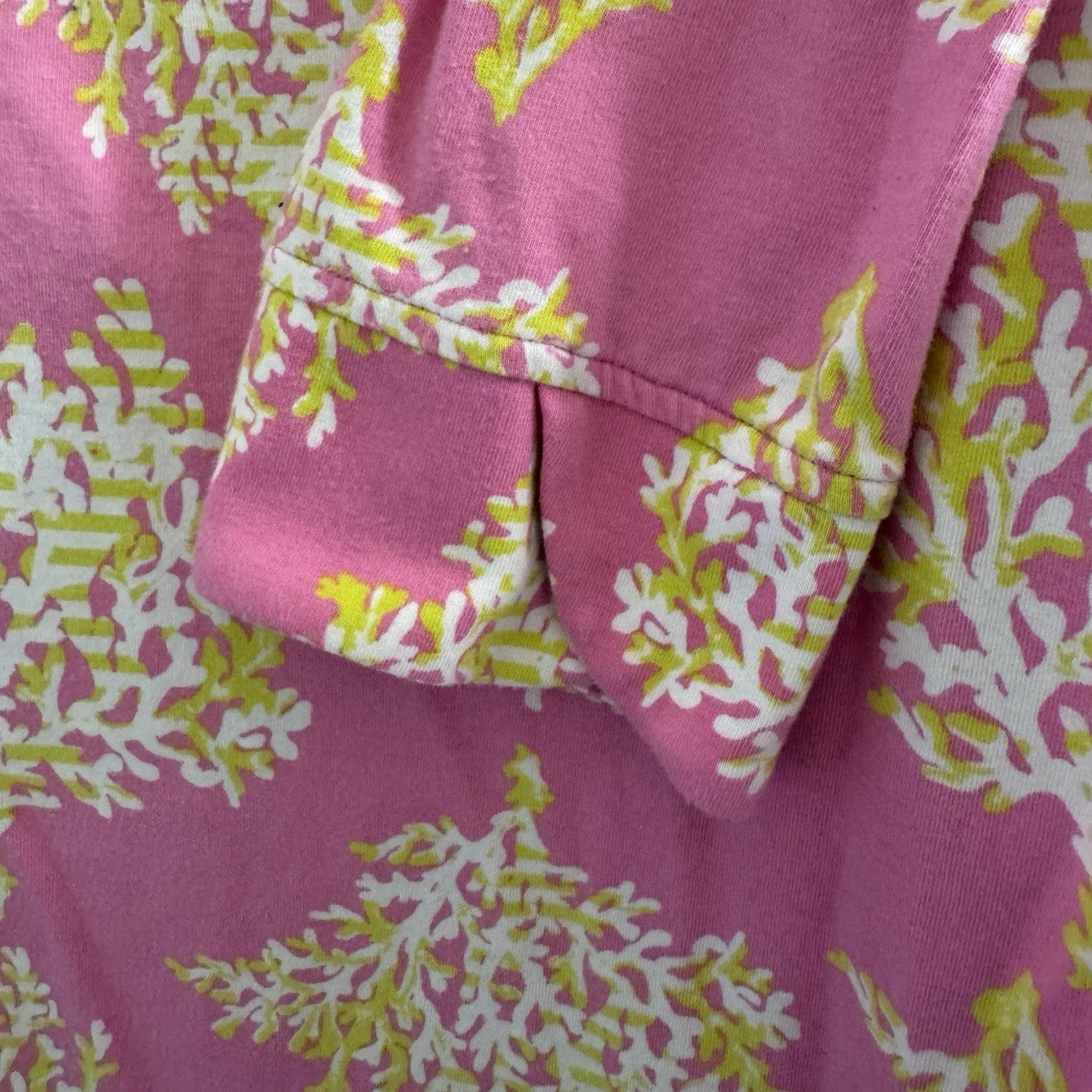 Crown & Ivy Womens Pink Coral Print Dress LARGE 3/4 Sleeve Back Zip Cotton Modal