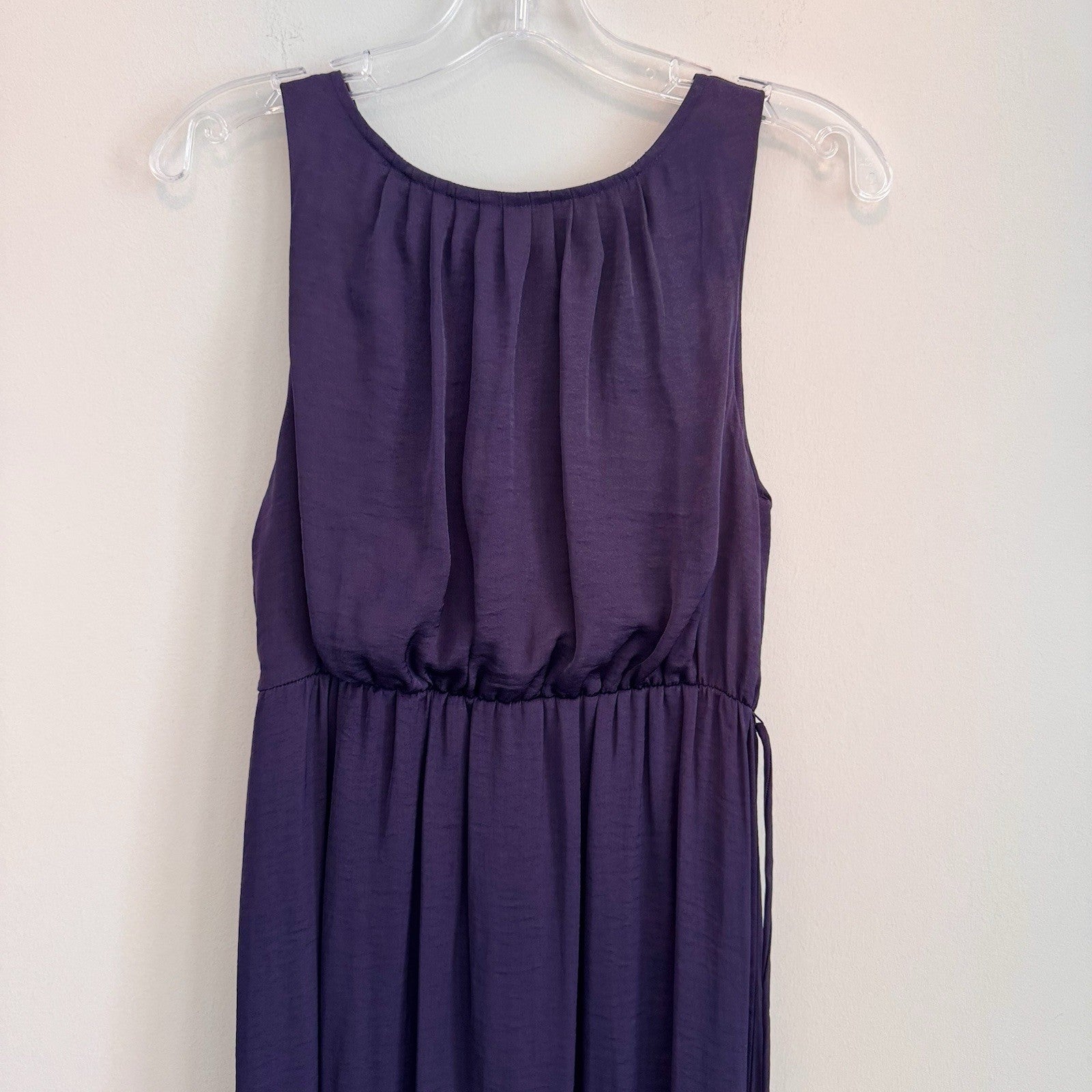 GAP Women's XS Blackberry Purple Pleated Sleeveless Maxi Dress Side Slits Plum