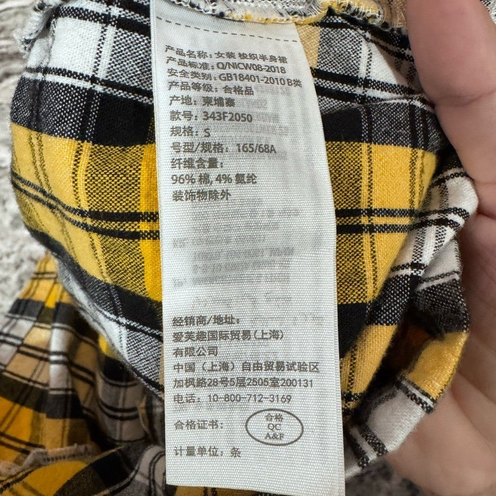 Hollister Yellow Plaid Ultra High-Rise Mini Skirt - Size Small