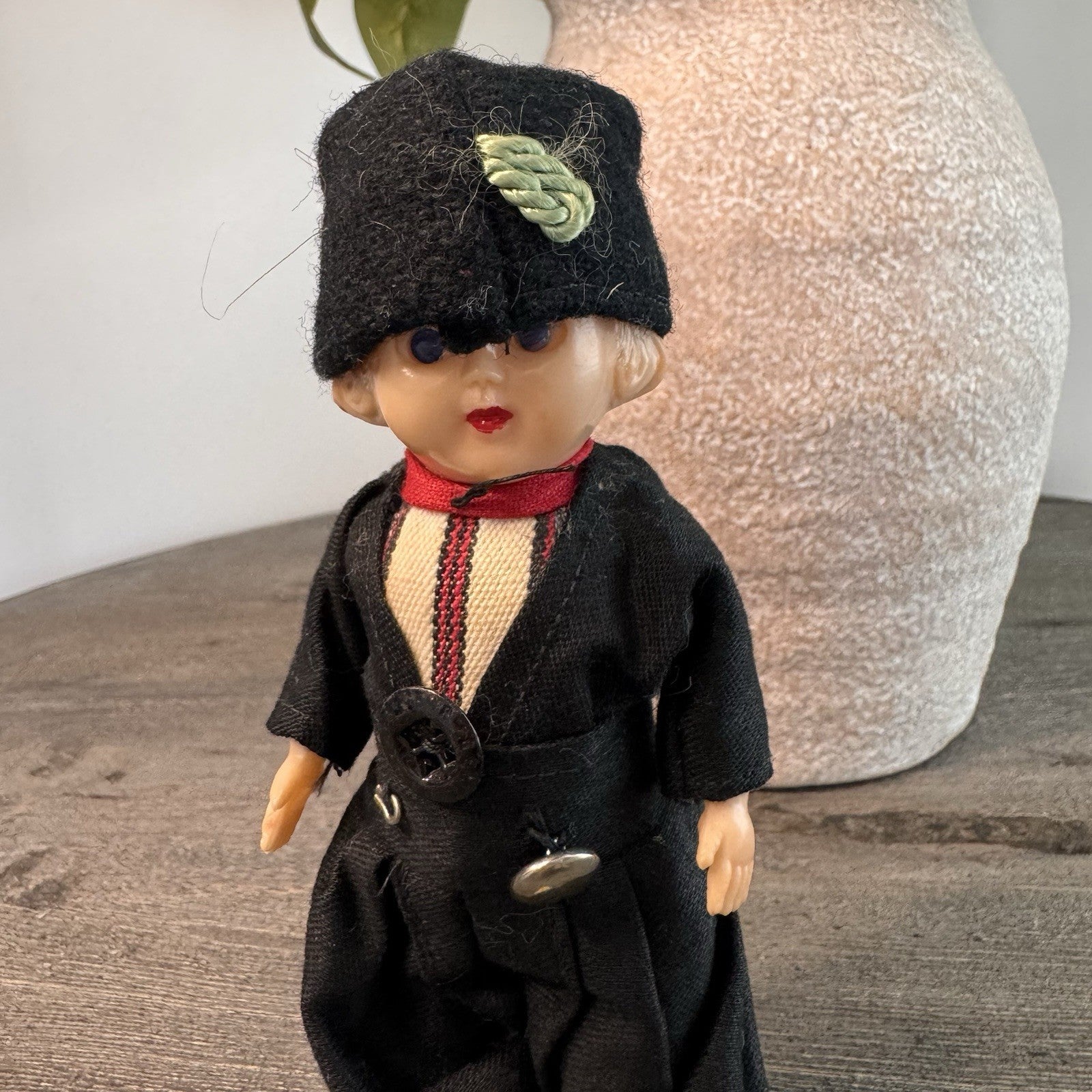Vintage Dutch Boy Doll 5" Sleepy Eye Wooden Clogs Traditional Holland Costume