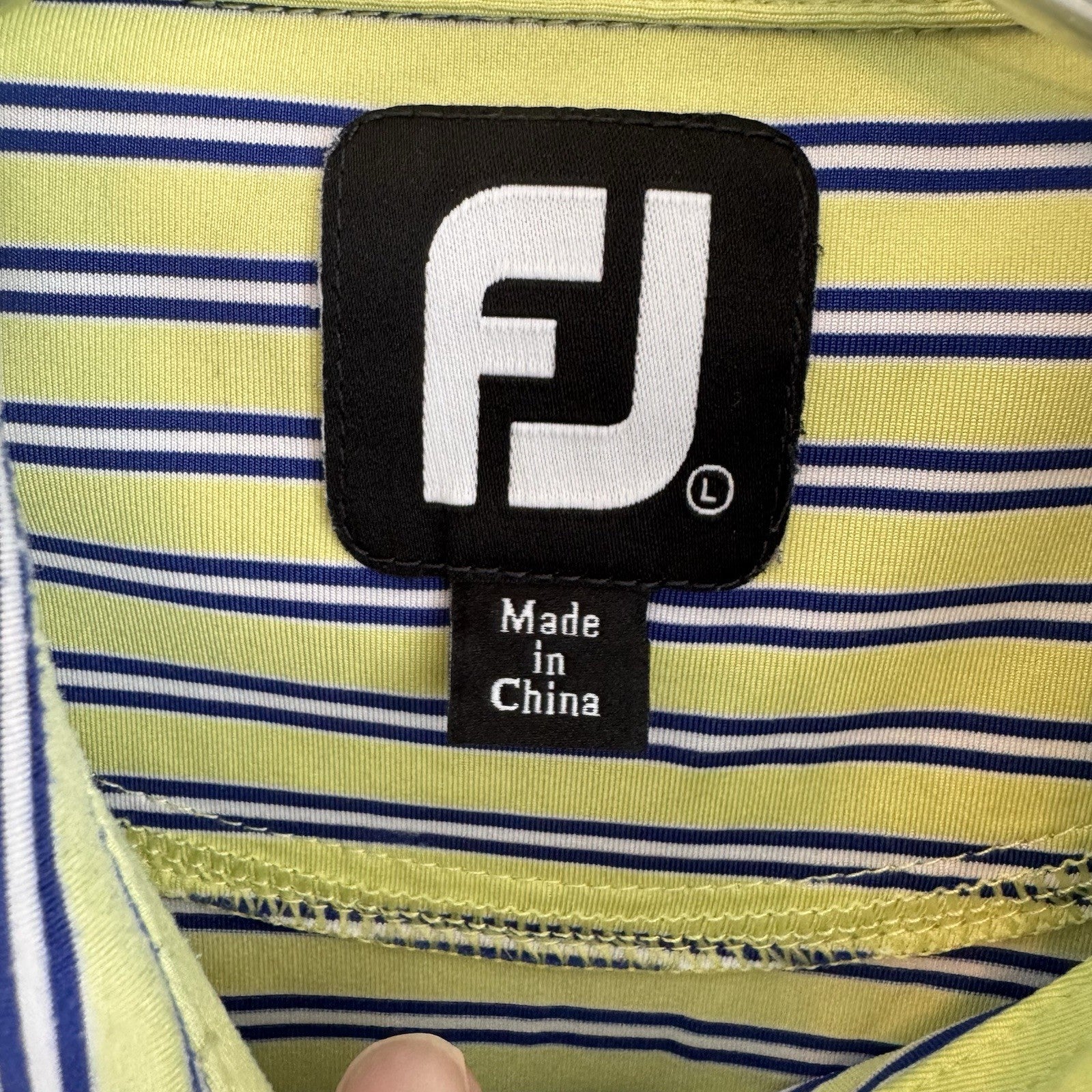 FootJoy Mens L Golf Polo Shirt Green Striped The Georgia Club Stretch