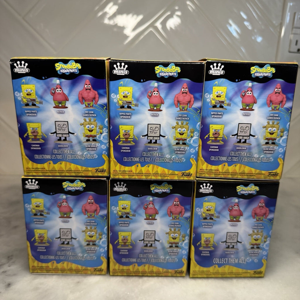 Funko Minis SpongeBob Set of 6 DoodleBob Patrick Caveman NIB Complete Set