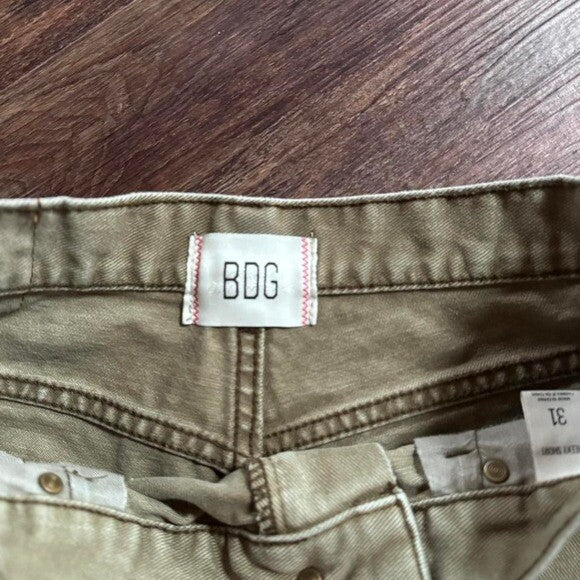 Urban Outfitters size 31 Green high-waisted cheeky denim shorts #denimshorts
