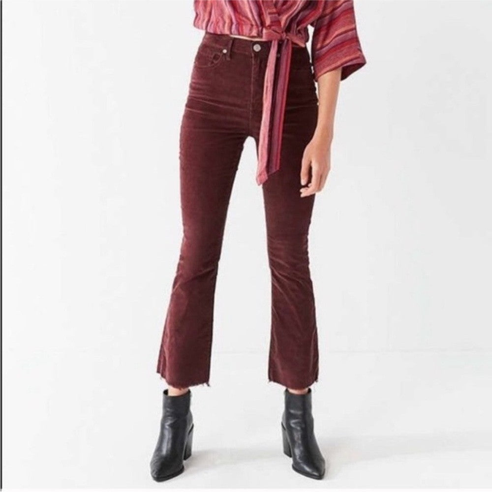 UO BDG Kick Flare High Rise Corduroy Pants Raw Hem