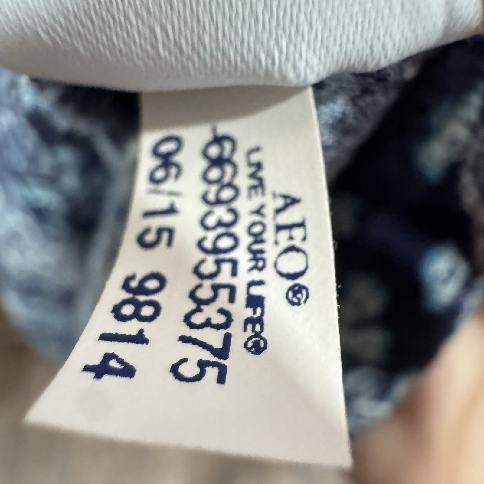 American Eagle Outfitters Boho Print Dress Small Blue Long Sleeve Cotton Blend