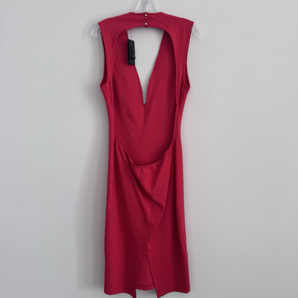Guess Jules Backless Midi Dress Tango Red Women’s Size L NWT Sexy Cocktail Party