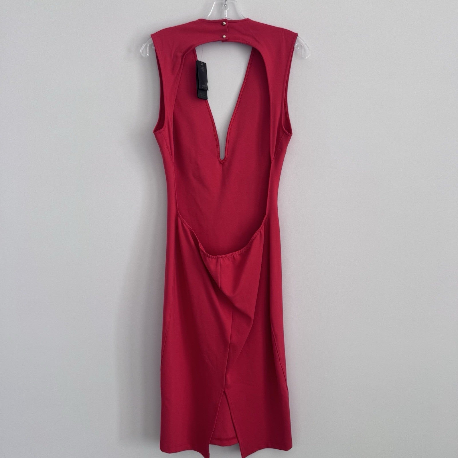 Guess Jules Backless Midi Dress Tango Red Women’s Size L NWT Sexy Cocktail Party