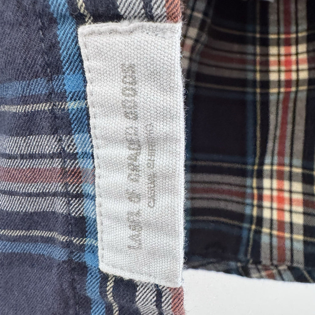 H&M L.O.G.G Mens XL Plaid Flannel Shirt Blue Corduroy Collar