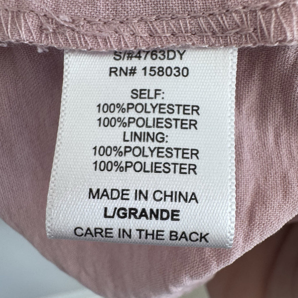 Love Tree Pink Cut Out Midi Dress Puff Sleeve Tie Waist Size L