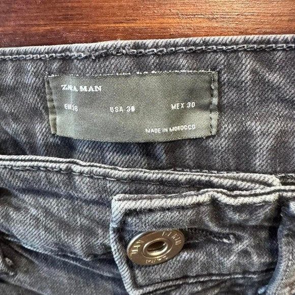 Zara Man Biker Jeans Gray Size 30 Pants Motorcycle