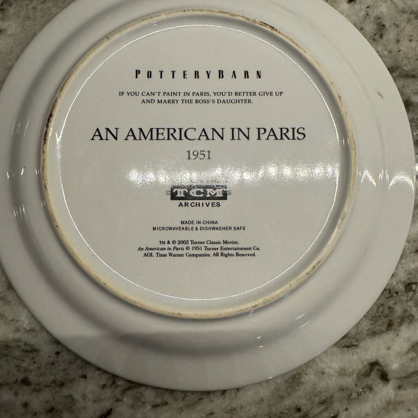 POTTERY BARN Ceramic PLATES Set of 4 HOLLYWOOD Classic MOVIES TCM 8" Diameter
