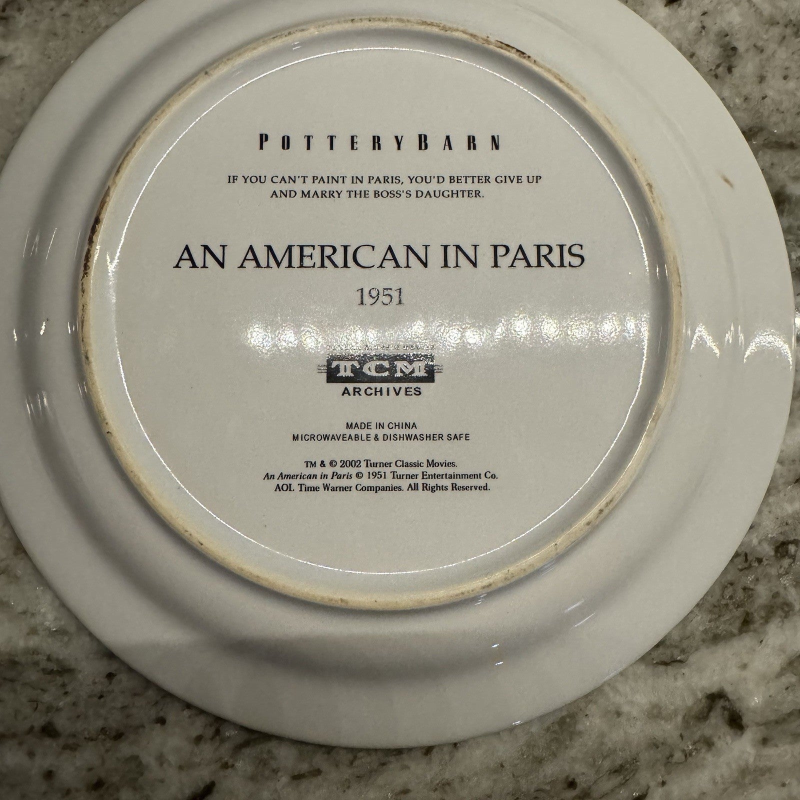 POTTERY BARN Ceramic PLATES Set of 4 HOLLYWOOD Classic MOVIES TCM 8" Diameter