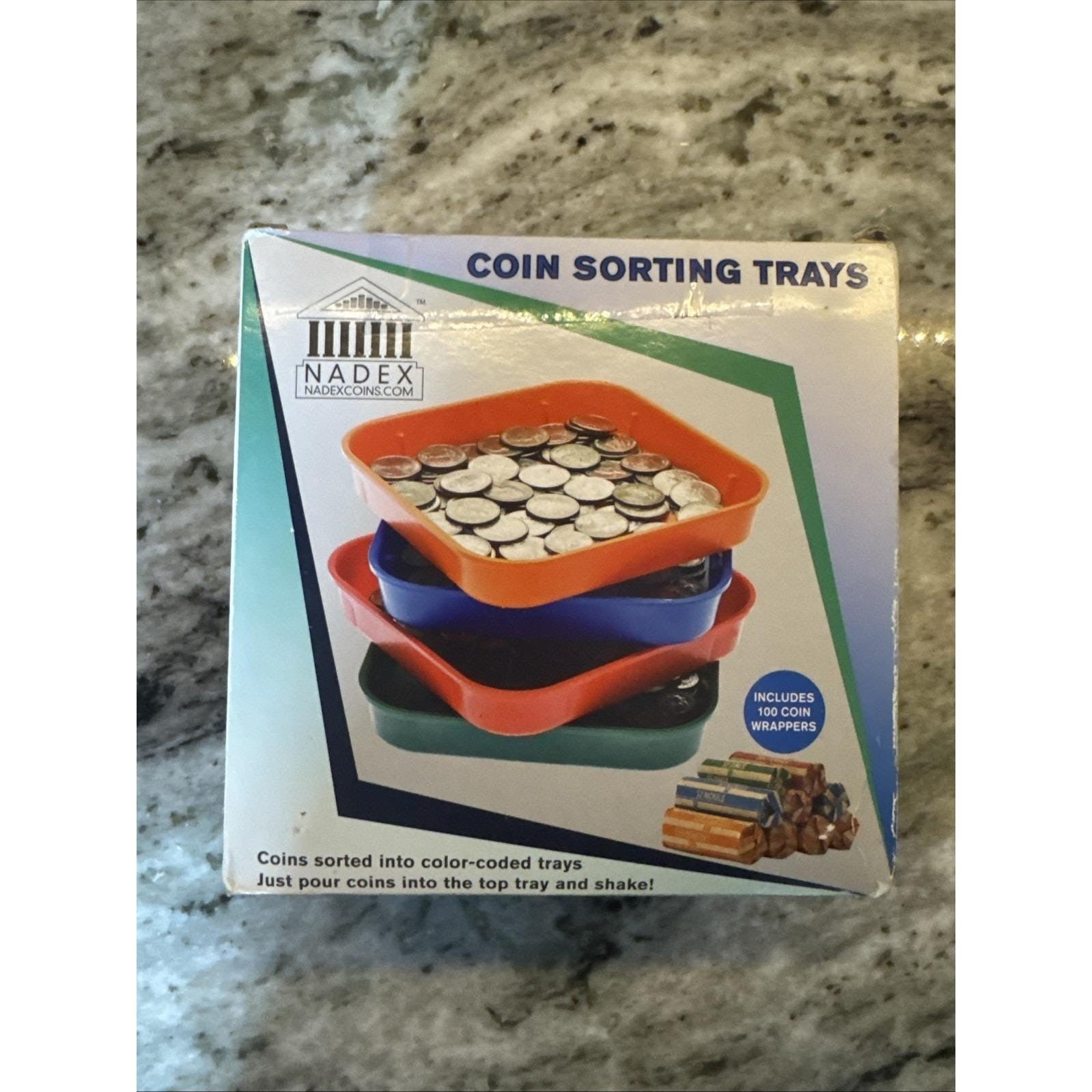 Nadex Quick Sort Coin Organizing Color Coded Sorting Trays for Pennies Nickel...