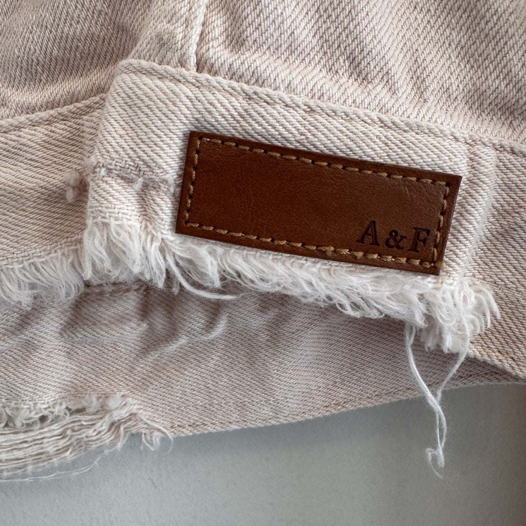 Abercrombie & Fitch Womens XS Distressed Pink Denim Jacket Raw Hem Frayed