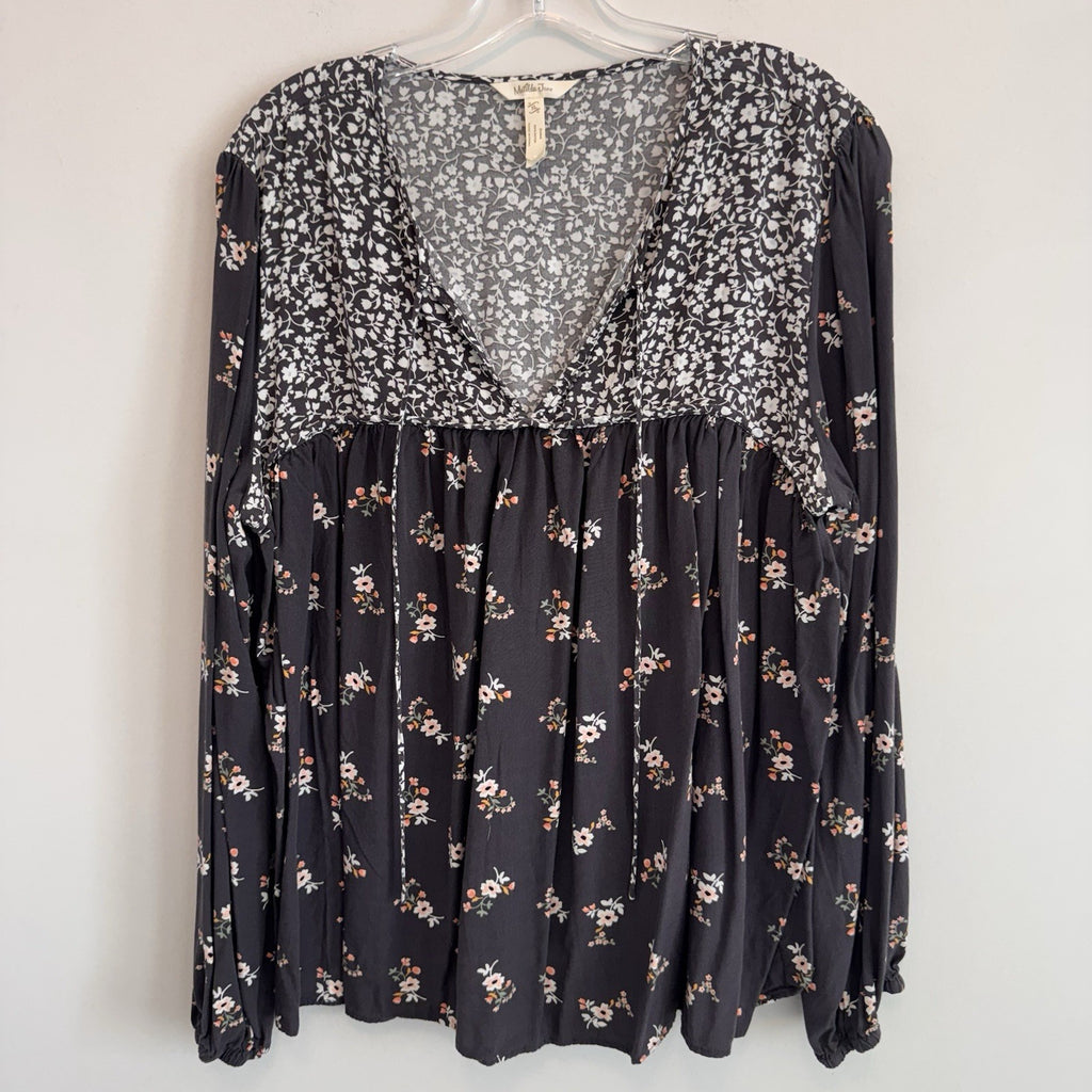 Matilda Jane Floral Peasant Blouse Women’s 2XL Boho Babydoll Rayon Top