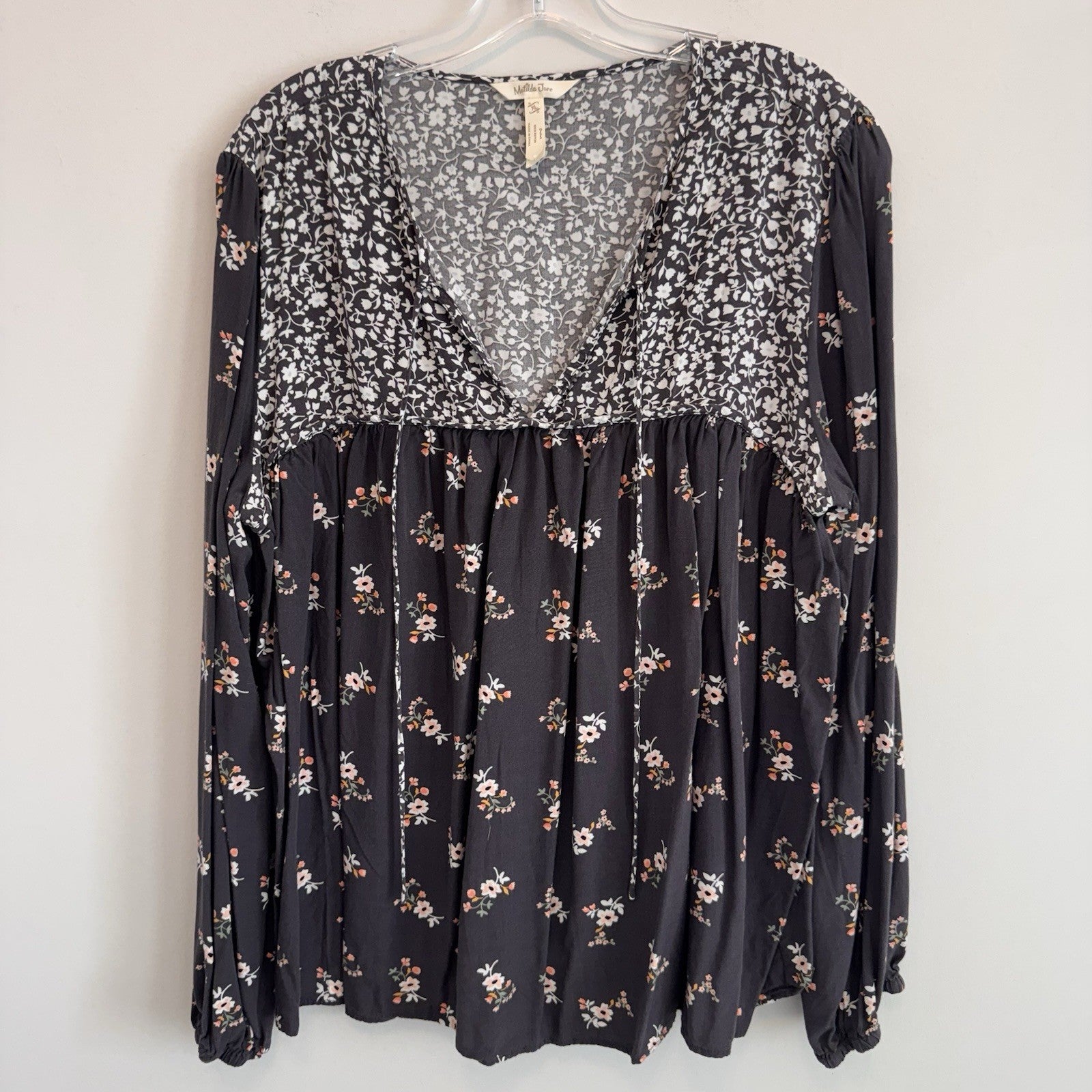 Matilda Jane Floral Peasant Blouse Women’s 2XL Boho Babydoll Rayon Top