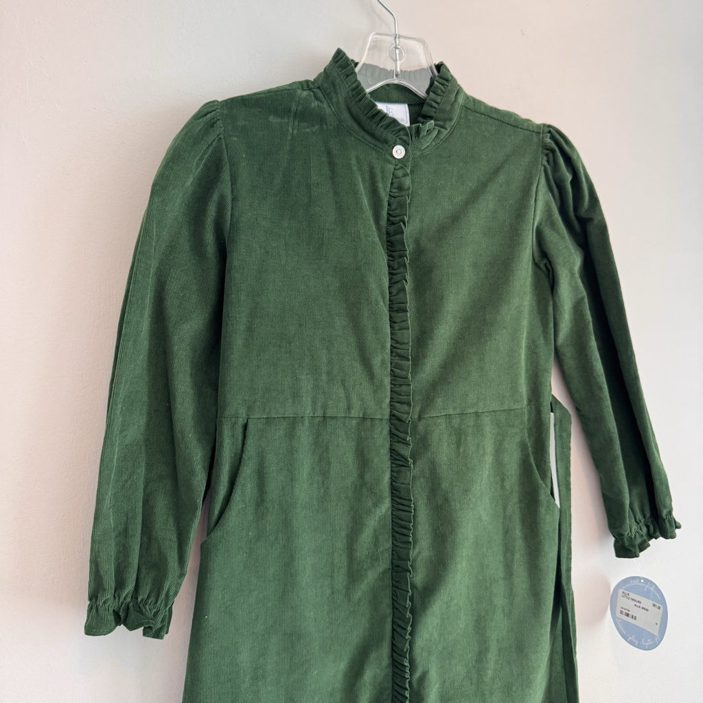 Little English Allie Corduroy Dress Girls Size 10 Green Ruffle NWT MSRP81